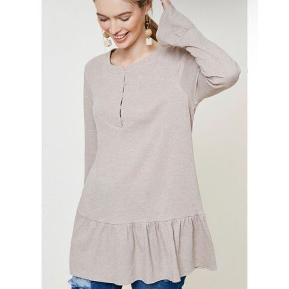 Hayden LA Beige Gauze Tunic | L - Picture 1 of 5